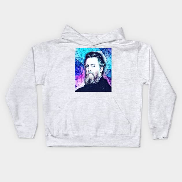 Herman Melville Snowy Portrait | Herman Melville Artwork 5 Kids Hoodie by JustLit